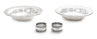 Two American Silver Small Bowls, Watrous Mfg. Co., Wallingford, CT, 20th Century, with beaded rims, together with two silver nap
