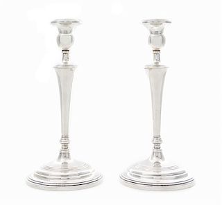 A Group of American Silver Weighted Table Articles, , comprising a pair of candlesticks and two compotes