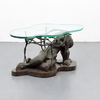 Rare Philip & Kelvin Laverne Bronze Figural Coffee Table