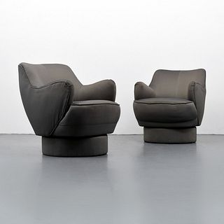Pair of Vladimir Kagan Swivel Arm Chairs