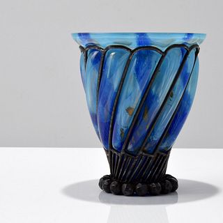 Daum & Majorelle Bronze and Glass Vase