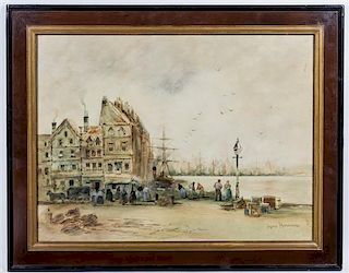 Hans Hermann, (German, 1813-1890), Wharf Scene