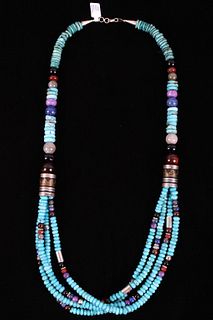 Navajo TR Singer Multi Strand Turquoise Necklace