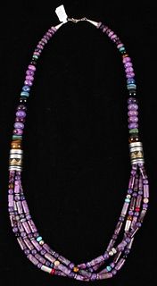 Navajo TR Singer Sugalite Multi Strand Necklace