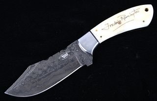 M.T. Frederic Remington Signed Damascus Knife