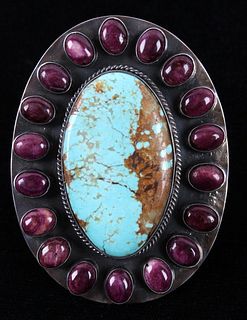 Navajo Kingman Turquoise, Purple Spiny Oyster Ring