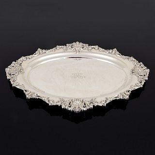 Large Sterling Silver Tray, Ornate Shell Motif

