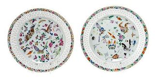 Two Chinese Export Reticulated Dishes Diameter 9 7/8 inches.