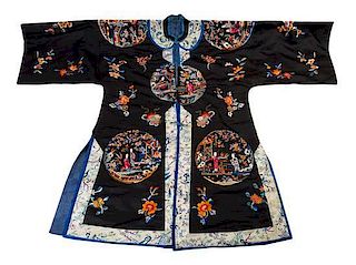 An Embroidered Silk Lady's Informal Robe Length from collar to hem 40 1/4 inches.