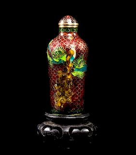 A Chinese Cloisonne Enamel Snuff Bottle Height 3 inches.