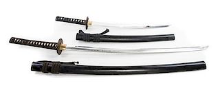 * Two Japanese Swords Length of longest 38 inches overall.