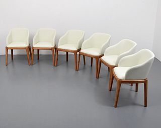 Set of 6 Rove Concepts "Aubrey" Leather Arm/Dining Chairs
