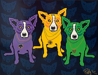 George Rodrigue "Mardi Gras Dogs" Screenprint, Signed Edition