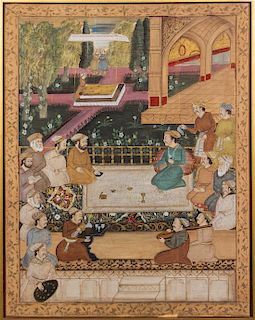 An Indo-Persian Painting Height 43 1/2 x width 34 1/2 inches (overall).
