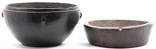 * Two Turned Wood Bowls Diameter of larger 17 1/2 inches.