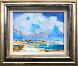 Sybil Goldsmith Oil on Canvas "View of the Town of Nantucket from Monomoy"