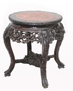 Signed, Highly Carved Chinese Side Table