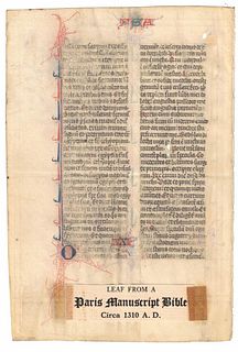 1310 AD Leaf From a Paris Manuscript Bible