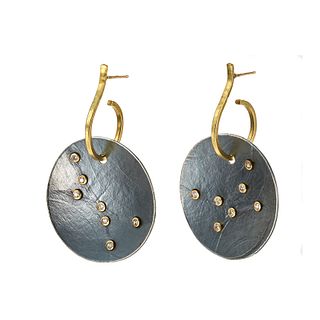 Firefly Earring Round in sterling, 18KY gold and diamonds