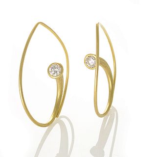 Inverted Vortex Earrings in Yellow Gold with Diamonds 