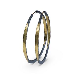 Splash Hoops with Barrel Closure in sterling silver and 14K yellow gold (medium)