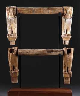 Egypt Late Dynastic Wood Throne Legs w/ Lions