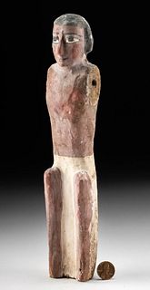 Egyptian Painted Wood Standing Male Boat Figure
