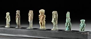 Group of 7 Egyptian Glazed Faience Deity Amulets