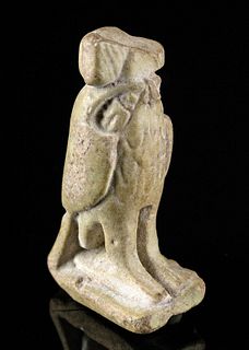 Egyptian Glazed Steatite Amulet - Ra as Falcon
