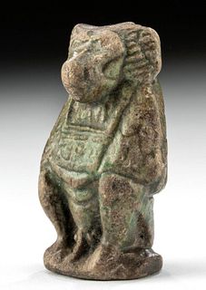 Egyptian Glazed Faience Figure of Thoth in Baboon Form