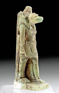 Egyptian Faience Striding Anubis Amulet