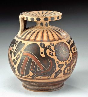 Greek Corinthian Pottery Aryballos Birds & Lion