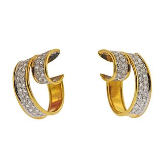 Wander France 18k Gold Diamond Hoop Earrings 