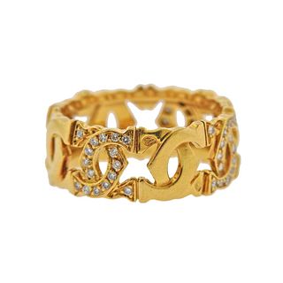 Cartier CC 18k Gold Diamond Band Ring 