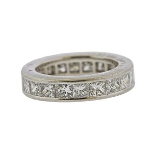 Cartier Platinum Diamond Eternity Wedding Band Ring 