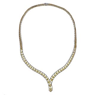 8.99ctw Yellow White Diamond 18k Gold Necklace 