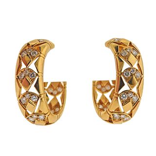 Cartier 18k Gold Diamond Hoop Earrings 