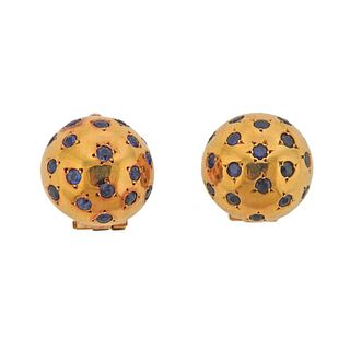 Van Cleef & Arpels Sapphire 18k Gold Button Earrings 