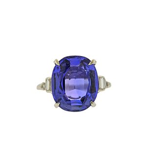 6.70 Carat Sapphire Diamond Platinum Ring 