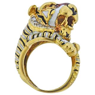 Frascarolo Enamel Diamond Ruby Gold Tiger Ring