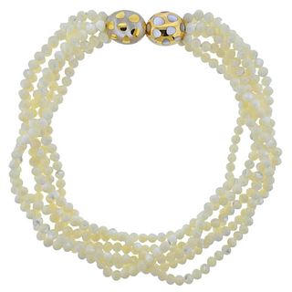 Tiffany & Co. Mother of Pearl Inlay Gold Positive Negative Torsade Necklace
