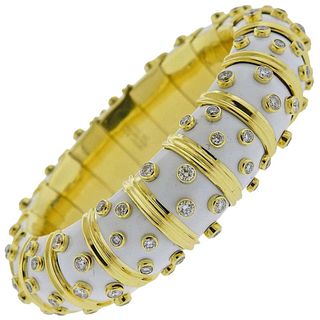 Tiffany & Co. Schlumberger Diamond White Enamel Bracelet