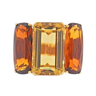 1950s Citrine Gold Large Cocktail Ring