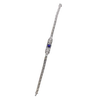 Art Deco Platinum Damond Sapphire Bracelet