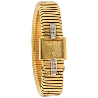 Cartier Mid Century Gold Diamond Watch Bracelet