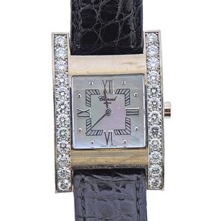 Chopard 18K White Gold Diamond and Mother of Pearl Watch 