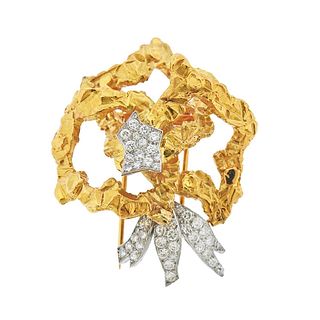 Cartier Paris Diamond Gold Platinum Brooch