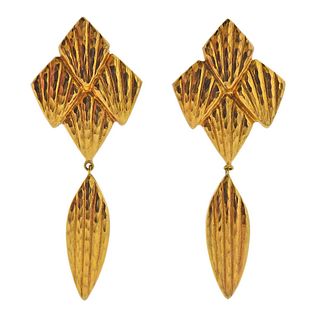 Lalaounis Greece Gold Drop Earrings