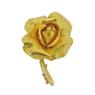Tiffany & Co France Rose Flower Gold Brooch