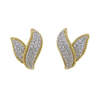 Tiffany & Co Schlumeberger Diamond Gold Platinum Earrings